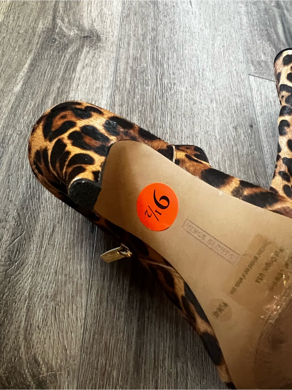 Vince Camuto Leopard Print Pointed Toe Ankle Booties - Tan & Black - Picture 3 of 3